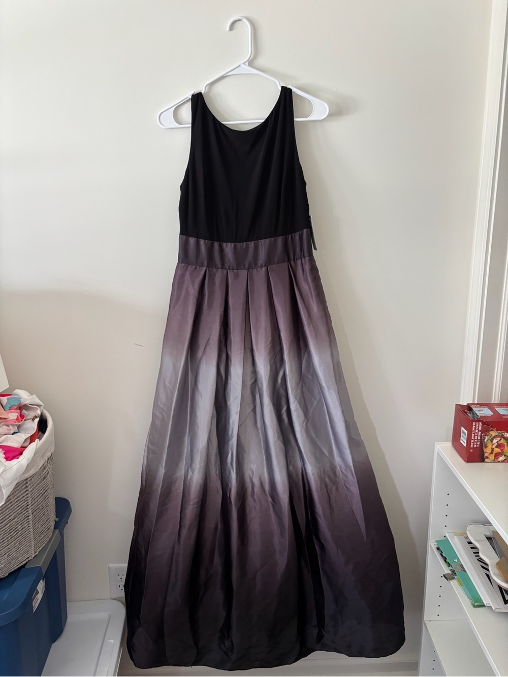 SLNY Black to Purple Ombre Sleeveless Maxi Dress
